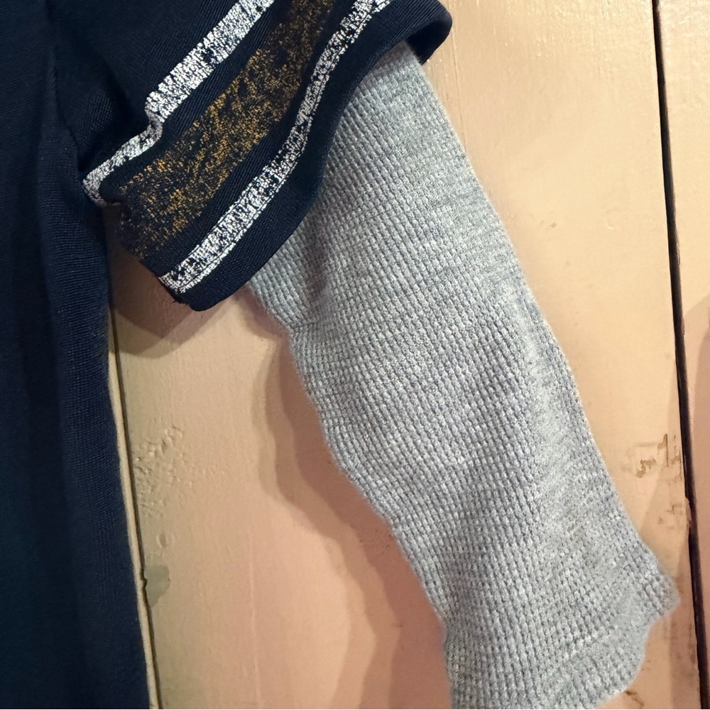 GAP Kids Navy and Gray Long Sleeve Tee with Gold Number - Picture 5 of 6